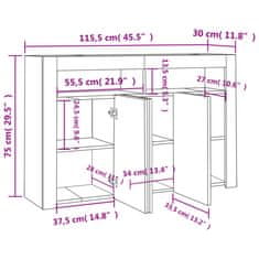 Vidaxl Komoda z LED lučkami sonoma hrast 115,5x30x75 cm