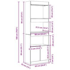 Vidaxl Visoka omara siva sonoma 63x33x180 cm inženirski les