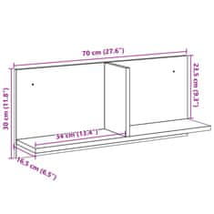 Vidaxl Stenska omarica 70x16,5x30 cm bela inženirski les