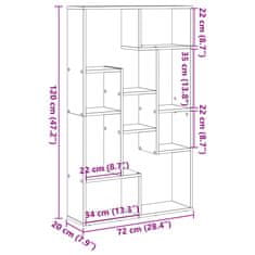 Vidaxl Knjižna omara sonoma hrast 72x20x120 cm inženirski les