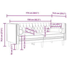 Vidaxl Komplet Chesterfield kavčev z vzglavniki 3-delna črn žamet