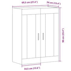 Vidaxl Stenska omarica artisan hrast 69,5x34x90 cm