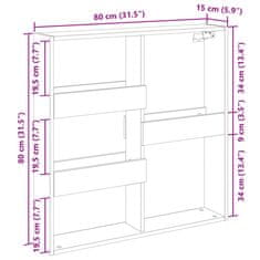 Vidaxl Stenska omarica sonoma hrast 80x15x80 cm inženirski les