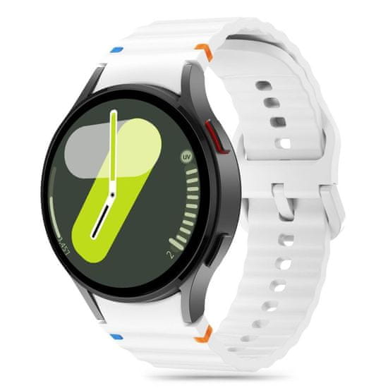 Tech-protect Silicone Sport pašček za Samsung Galaxy Watch 4 / 5 / 5 Pro / 6 / 7 / FE, white