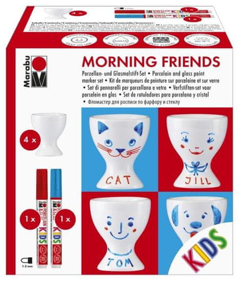 Marabu KiDS Komplet porcelana in stekla s 4 skodelicami za jajca - Morning Friends