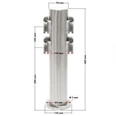 Wiltec Inox stebriček in električni razdelilec 4 vtičnice 230V IP44 400mm