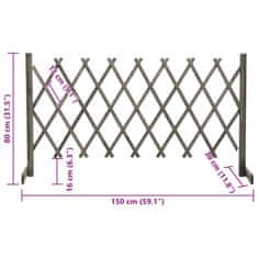 Vidaxl Vrtna mrežasta ograja siva 150x80 cm trden les jelke