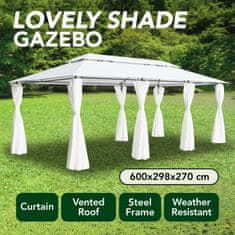 Vidaxl Paviljon z zavesami 600x298x270 cm bel 180g/m²