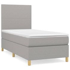 Vidaxl Box spring postelja z vzmetnico svetlo siva 90x190 cm blago