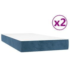 Vidaxl Box spring postelja z vzmetnico temno modra 200x200 cm žamet