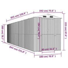 Vidaxl Vrtna lopa svetlo siva 192x855x223 cm pocinkano jeklo