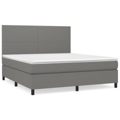 Vidaxl Box spring postelja z vzmetnico temno siva 160x200 cm blago