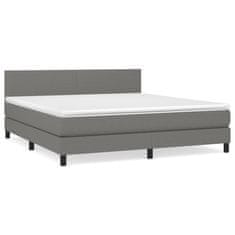 Vidaxl Box spring postelja z vzmetnico temno siva 160x200 cm blago