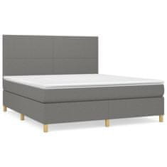 Vidaxl Box spring postelja z vzmetnico temno siva 180x200 cm blago