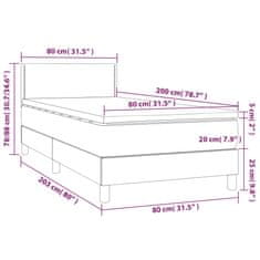 Vidaxl Box spring postelja z vzmetnico svetlo siva 80x200 cm blago