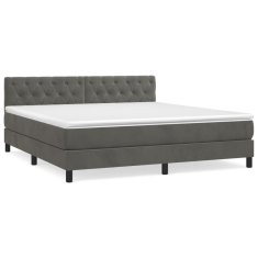 Vidaxl Box spring postelja z vzmetnico temno siva 160x200 cm žamet