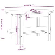 Vidaxl Klubska mizica bela 80x45x45 cm trdna borovina