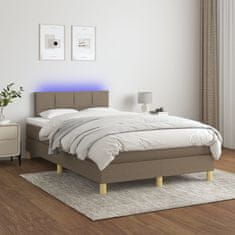 Vidaxl Box spring postelja z vzmetnico LED taupe 120x200 cm blago