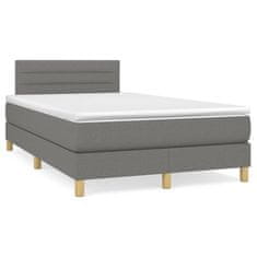 Vidaxl Box spring postelja z vzmetnico temno siva 120x200 cm blago