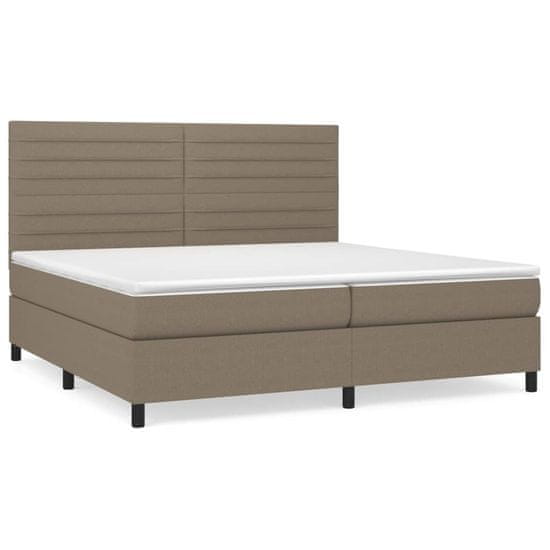 Vidaxl Box spring postelja z vzmetnico taupe 200x200 cm blago