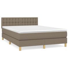 Vidaxl Box spring postelja z vzmetnico taupe 140x200 cm blago