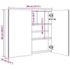 Vidaxl LED kopalniška omarica z ogledalom siva 80x12x68 cm