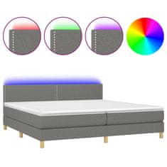 Vidaxl Box spring postelja z vzmetnico LED temno siva 200x200 cm blago