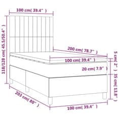 Vidaxl Box spring postelja z vzmetnico temno siva 100x200 cm blago