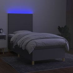 Vidaxl Box spring postelja z vzmetnico LED svetlo siva 80x200 cm blago