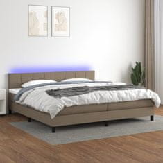 Vidaxl Box spring postelja z vzmetnico LED taupe 200x200 cm blago