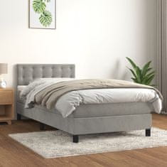 Vidaxl Box spring postelja z vzmetnico svetlo siva 90x200 cm žamet