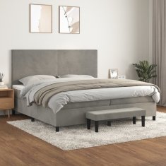 Vidaxl Box spring postelja z vzmetnico svetlo siva 200x200 cm žamet