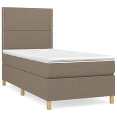 Vidaxl Box spring postelja z vzmetnico taupe 90x190 cm blago