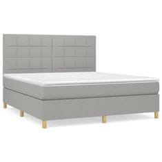 Vidaxl Box spring postelja z vzmetnico svetlo siva 180x200 cm blago