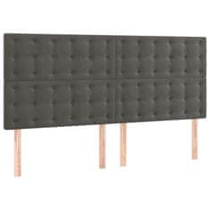 Vidaxl Box spring postelja z vzmetnico temno siva 160x200 cm žamet