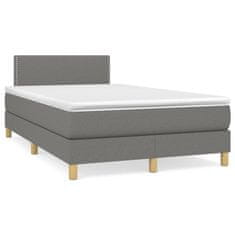 Vidaxl Box spring postelja z vzmetnico temno siva 120x200 cm blago