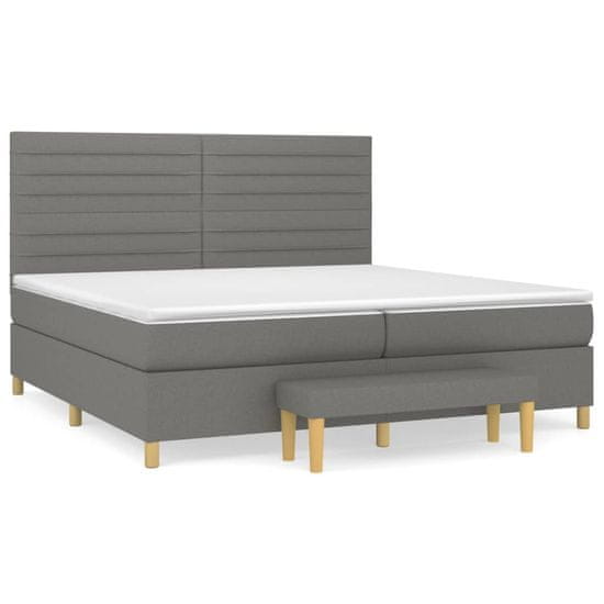 Vidaxl Box spring postelja z vzmetnico temno siva 200x200 cm blago