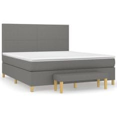 Vidaxl Box spring postelja z vzmetnico temno siva 180x200 cm blago