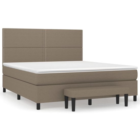 Vidaxl Box spring postelja z vzmetnico taupe 180x200 cm blago