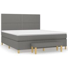 Vidaxl Box spring postelja z vzmetnico temno siva 180x200 cm blago