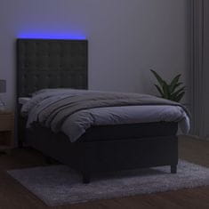 Vidaxl Box spring postelja z vzmetnico LED temno siva 80x200 cm žamet