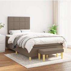 Vidaxl Box spring postelja z vzmetnico taupe 120x200 cm blago