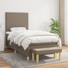 Vidaxl Box spring postelja z vzmetnico taupe 90x200 cm blago