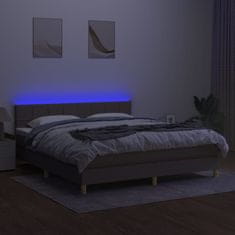 Vidaxl Box spring postelja z vzmetnico LED taupe 160x200 cm blago