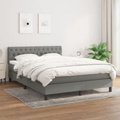 Vidaxl Box spring postelja z vzmetnico temno siva 140x200 cm blago