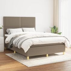 Vidaxl Box spring postelja z vzmetnico taupe 140x200 cm blago