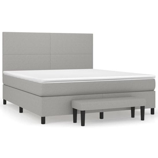 Vidaxl Box spring postelja z vzmetnico svetlo siva 180x200 cm blago