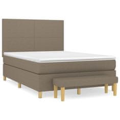 Vidaxl Box spring postelja z vzmetnico taupe 140x200 cm blago