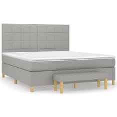 Vidaxl Box spring postelja z vzmetnico svetlo siva 160x200 cm žamet