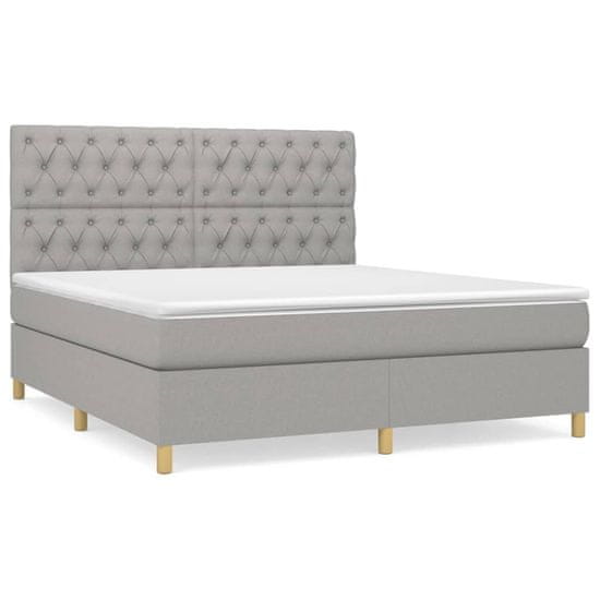 Vidaxl Box spring postelja z vzmetnico svetlo siva 160x200 cm žamet